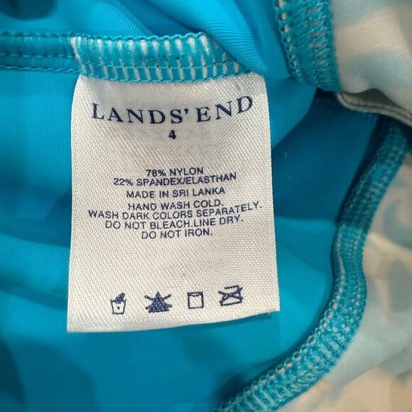 Lands End Tankini Swim Top Padded Shelf Bra Women's 4 Floral Blue Bathing Suit - Picture 6 of 7